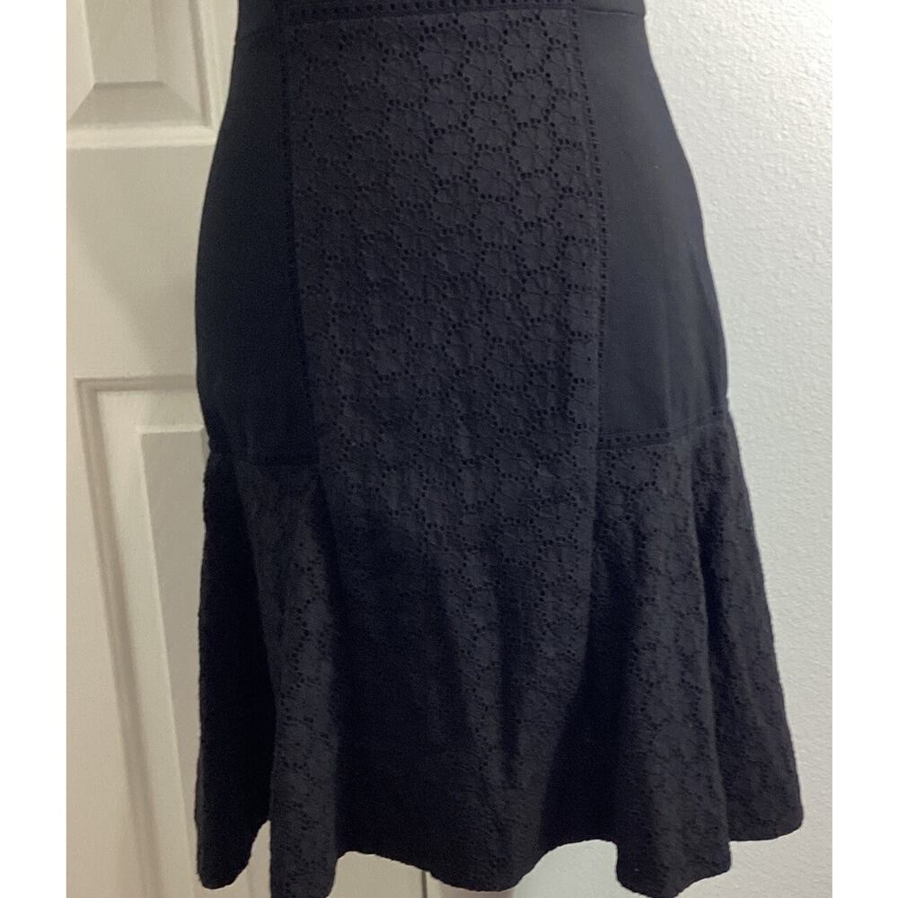J.Crew Collection Size 0 Black Eyelet Ponte Fit Flare Dress - Picture 7 of 12